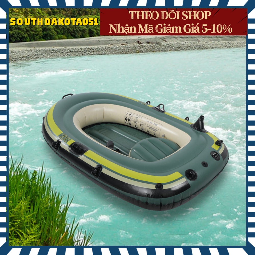 [Hàng Sẵn] Thuyền hơi thuyền phao xuồng bơm hơi PVC màu xanh lá cây 2 người với dây kéo cho Câu cá Trôi lặn【Southdakota051】
