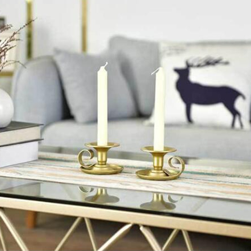 Bộ 2 Giá Đỡ Đèn Cầy Bằng Kim Loại Phong Cách Retro Đơn Giản