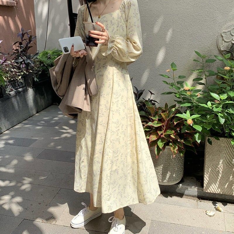 Đầm Hoa Cổ Vuông Thiết Kế Mới Thời Trang Dành Cho Nữ
