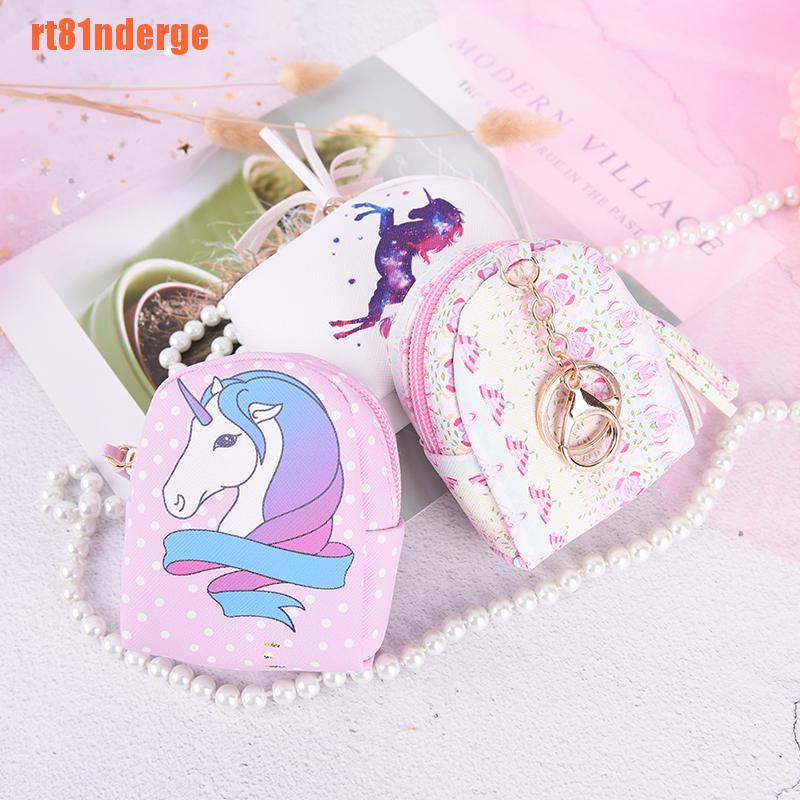 unicorn coin purse pouch mini backpack bag pu leather keychain pouch wall