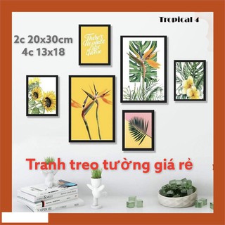 Set 6 Tranh treo tường hoa thiên điểu Tropical 4 kèm khung - Bảo hành gãy,vỡ