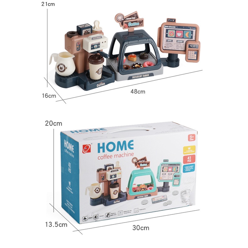 Đồ chơi bán hàng mini cho bé, mô phỏng máy pha cà phê, quầy bán hàng siêu thị, trẻ em 2 đến 6 tuổi- Đồ chơi đầy nhà