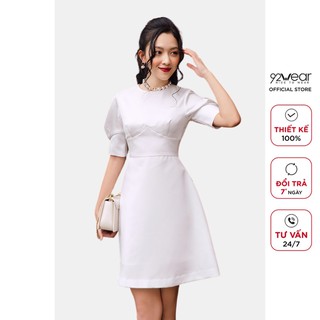 Đầm váy nữ công sở 92WEAR đủ màu, đủ size, phối chi DEA1064