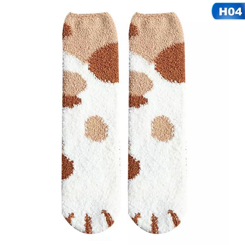 Women Winter Warm Cat Paw Claw Socks Soft Coral Fleece Ankle Socks	Cute Socks | BigBuy360 - bigbuy360.vn