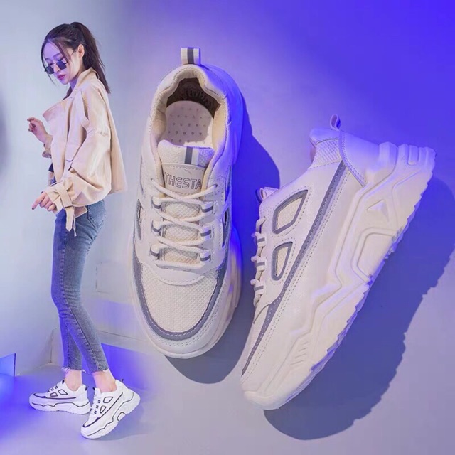 [Mã FAGREEN245 giảm 10% tối đa 30k đơn từ 99k] Giày thể thao the star đế cao phản quang êm chân chất đẹp