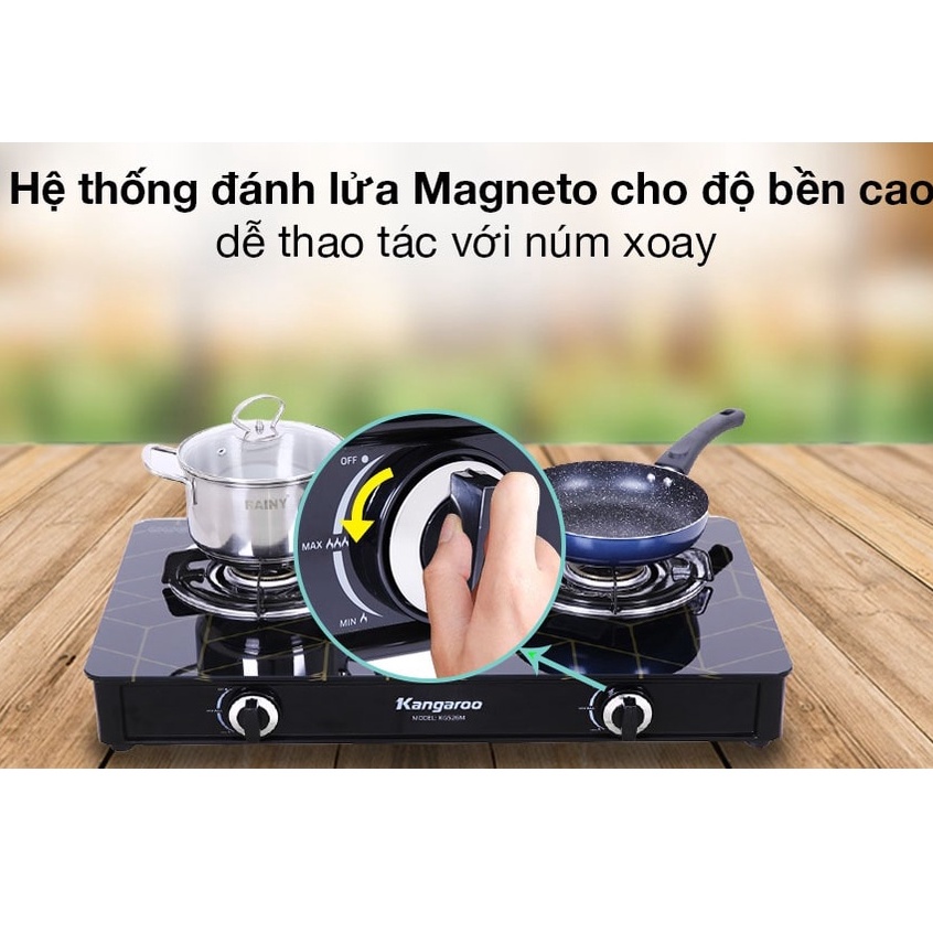Bếp ga đôi Kangaroo KG526M Chính hãng trưng bày 99%+Tặng dây gas-bếp bền tốt tiết kiệm gas