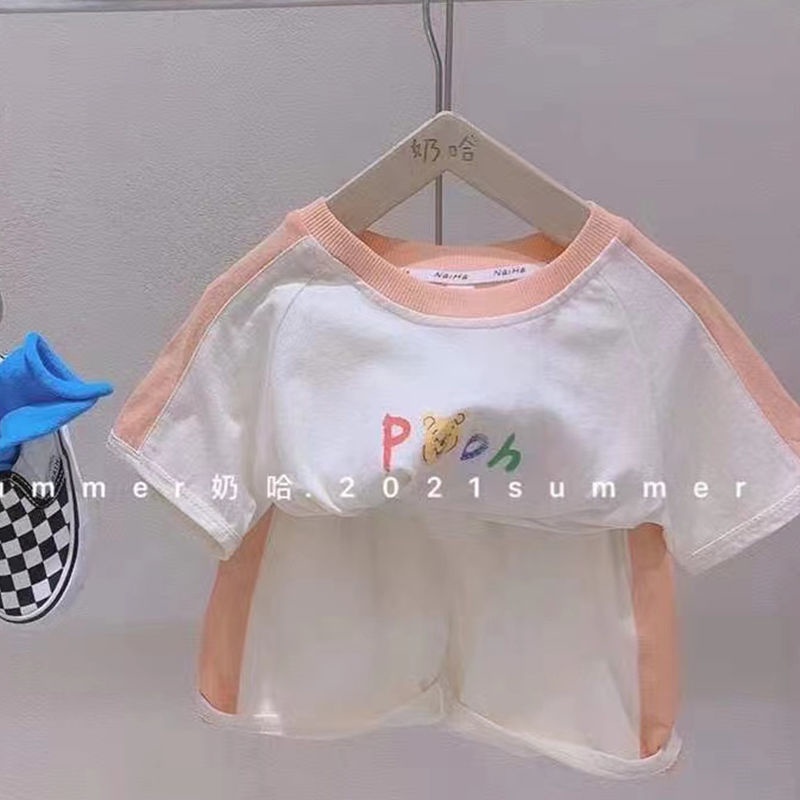 Set Áo Thun Tay Ngắn In Hoạt Hình Phối Quần Short Thời Trang Hè Hàn Quốc 2023 Cá Tính Cho Bé Trai