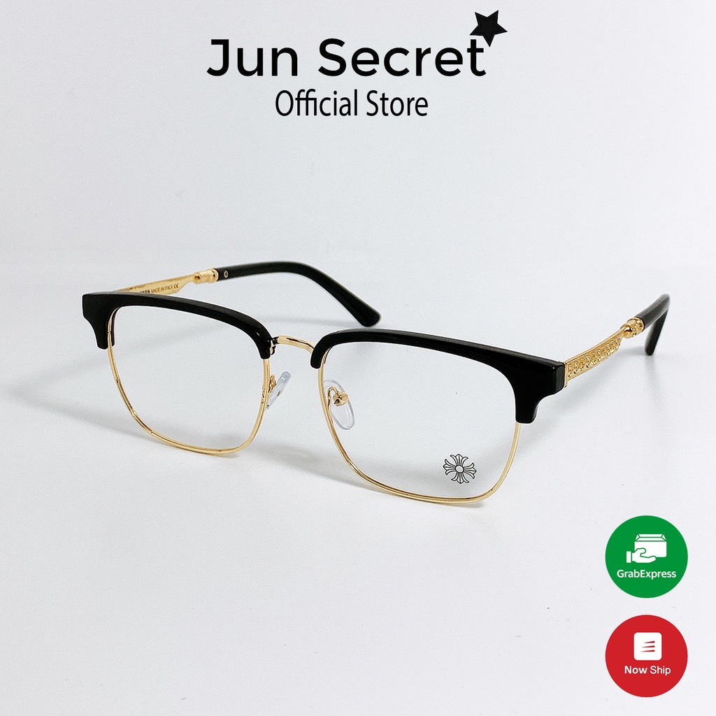 Gọng kính cận nam nữ Jun Secret gọng kim loại mắt vuông phù hợp với nhiều khuôn mặt JS80A63
