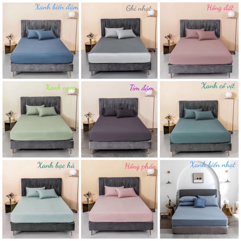 Ga Gối Lụa ❤️ tencel cao cấp mát lạnh đủ size ga giường cotton 60s với 17 tông màu basic hot nhất 2021
