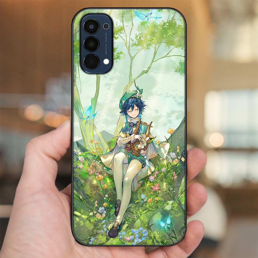 Ốp lưng Oppo Reno 4 viền đen in hình Venti Genshin Impact