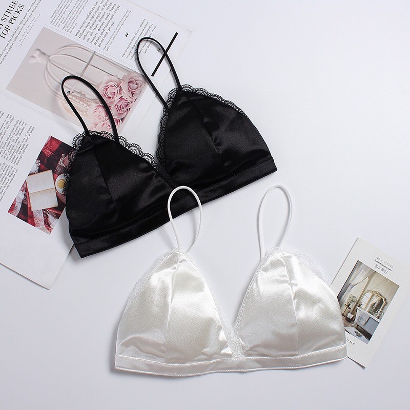 Áo Bra Satin viền phối ren đẹm mút mỏng sexy ❤️ FREESHIP ❤️ Áo chip satin bóng hai dây phối ren - Lolie House | BigBuy360 - bigbuy360.vn