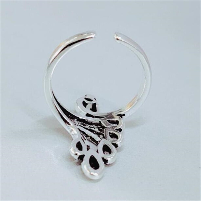 Nhẫn Mạ Bạc 925 Hình Chim Công Đính Đá CR171