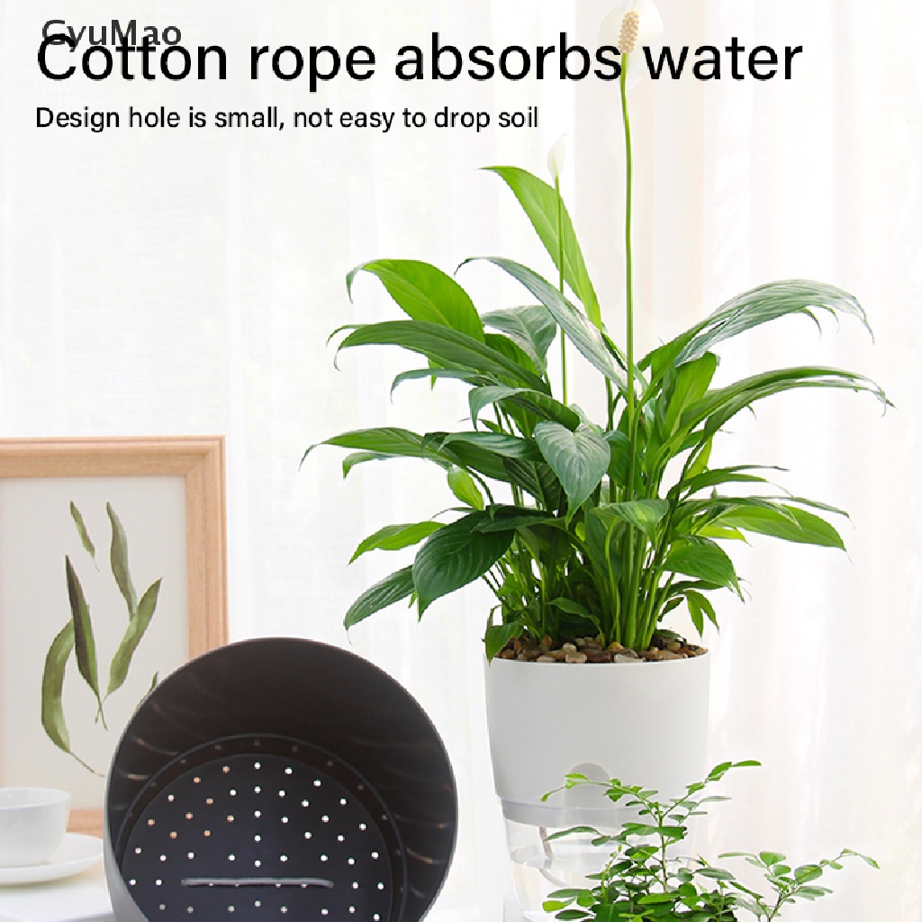 [cxGYMO] 2-layer self-watering flower pot with water container round flower pot garden  HDY