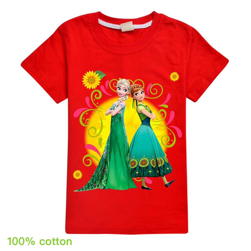 Áo Thun 100% Cotton Cổ Tròn In Hình Công Chúa Trong Phim Hoạt Hình Frozen 2020