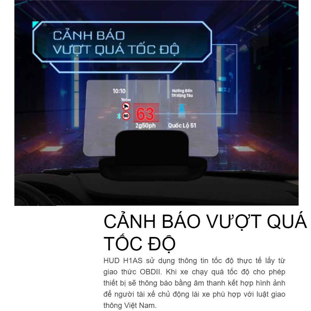 Màn Hình Hiển Thị Thông Minh Vietmap HUD H1AS - H1N - H1X