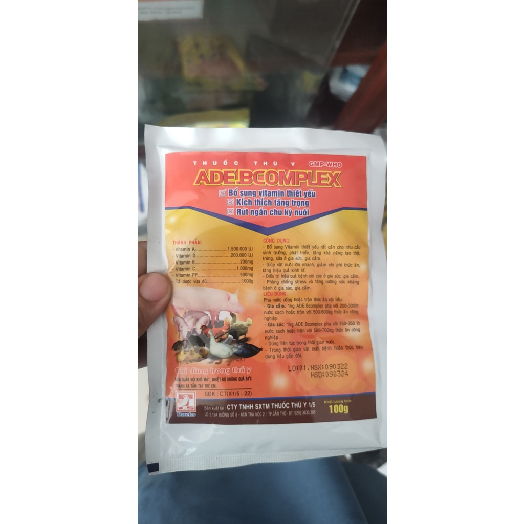 [DT] ADE B COMPLEX 100g bồ sung các VITAMIN cần thiết như vitamin 𝐀, 𝐃𝟑, 𝟑, 𝐏𝐏, 𝐁𝟏, 𝐁𝟐, 𝐁𝟔,...