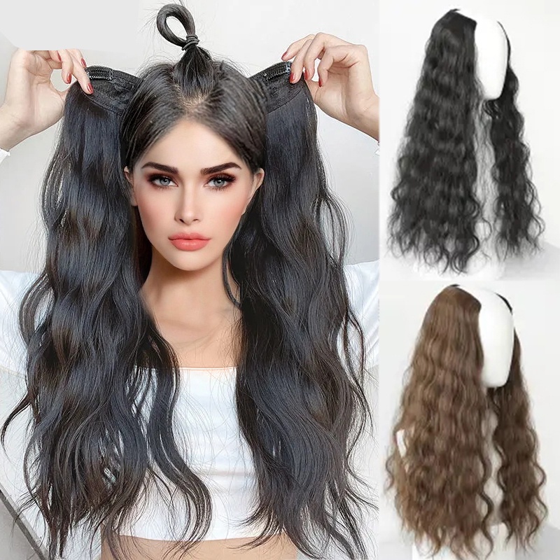 Bộ Tóc Giả Xoăn Dài 22Inch Bằng Sợi Tổng Hợp Chịu Nhiệt Cao