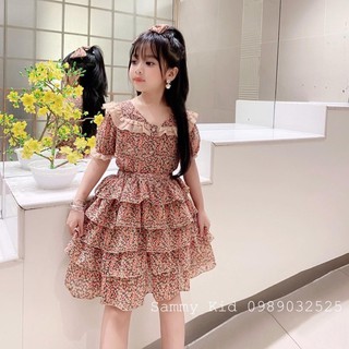 Bg598 - set áo hoa mix chân váy bèo tầng kèm bờm