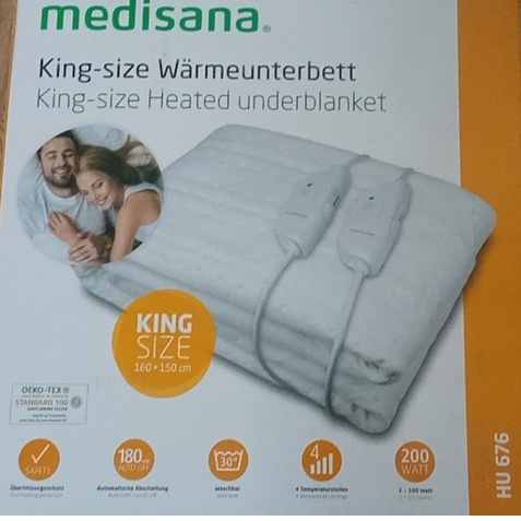Đệm điện Medisana HU676 King-size 150×160 cm đệm đôi cho 2 người giữ nhiệt sưởi ấm [nhập Đức chính hãng]