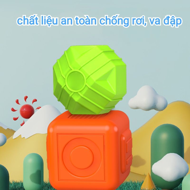 Đồ chơi khối rubik thả hình cầu vồng phát triển tư duy nhận thức màu sắc cho bé từ 6-18m