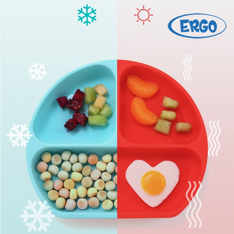 Khay ăn dặm silicone kèm đế hút chống lật