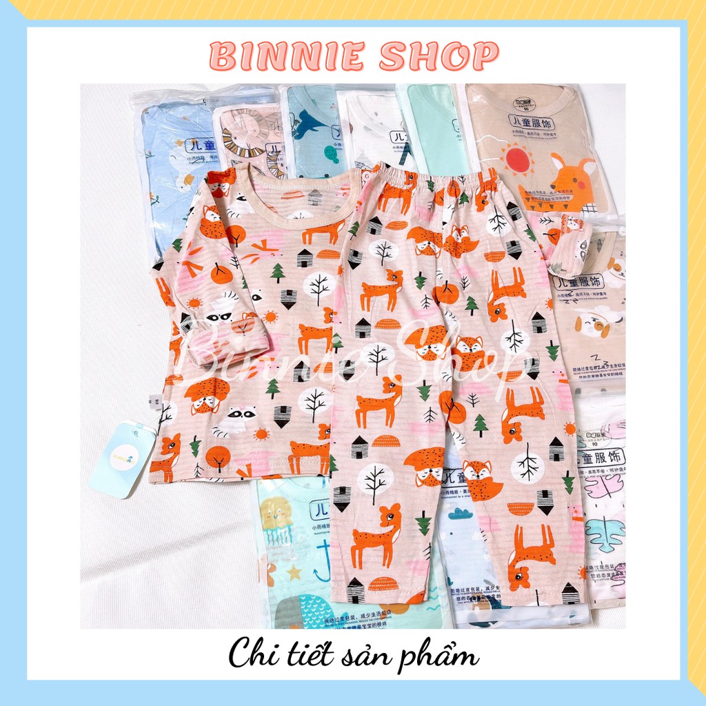 Bộ tay dài quần dài Quần áo trẻ em cotton sợi tre thoáng khí cho bé 8-21kg hàng quảng châu BINNIE SHOP BDT2