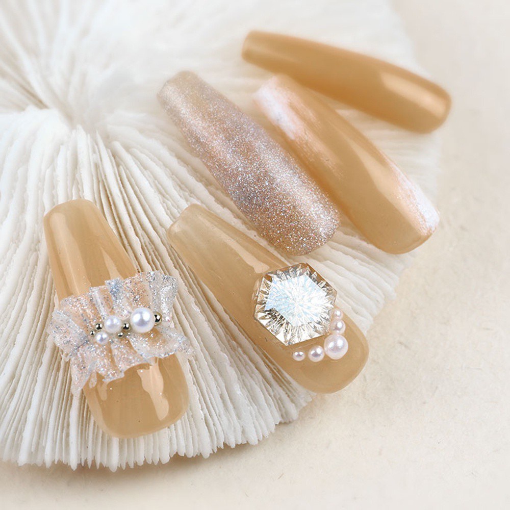 (Hàng Mới Về) Phụ Kiện Trang Trí Móng Tay Nghệ Thuật Họa Tiết Hình Học / Trái Tim / Giọt Nước 3D Diy Mihan1