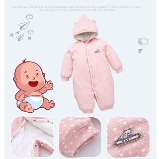 Áo liền quần bông ấm cho trẻ sơ sinh