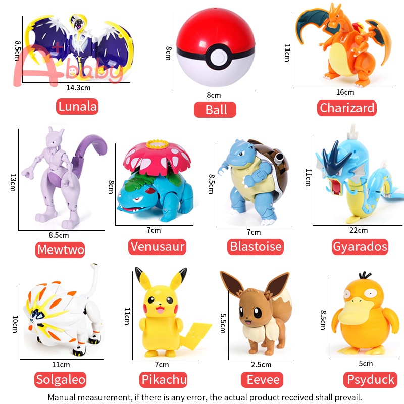 Pokemon Mô hình đồ chơi nhân vật Pikachu/Charizard/Mewtwo/Eevee tùy chọn