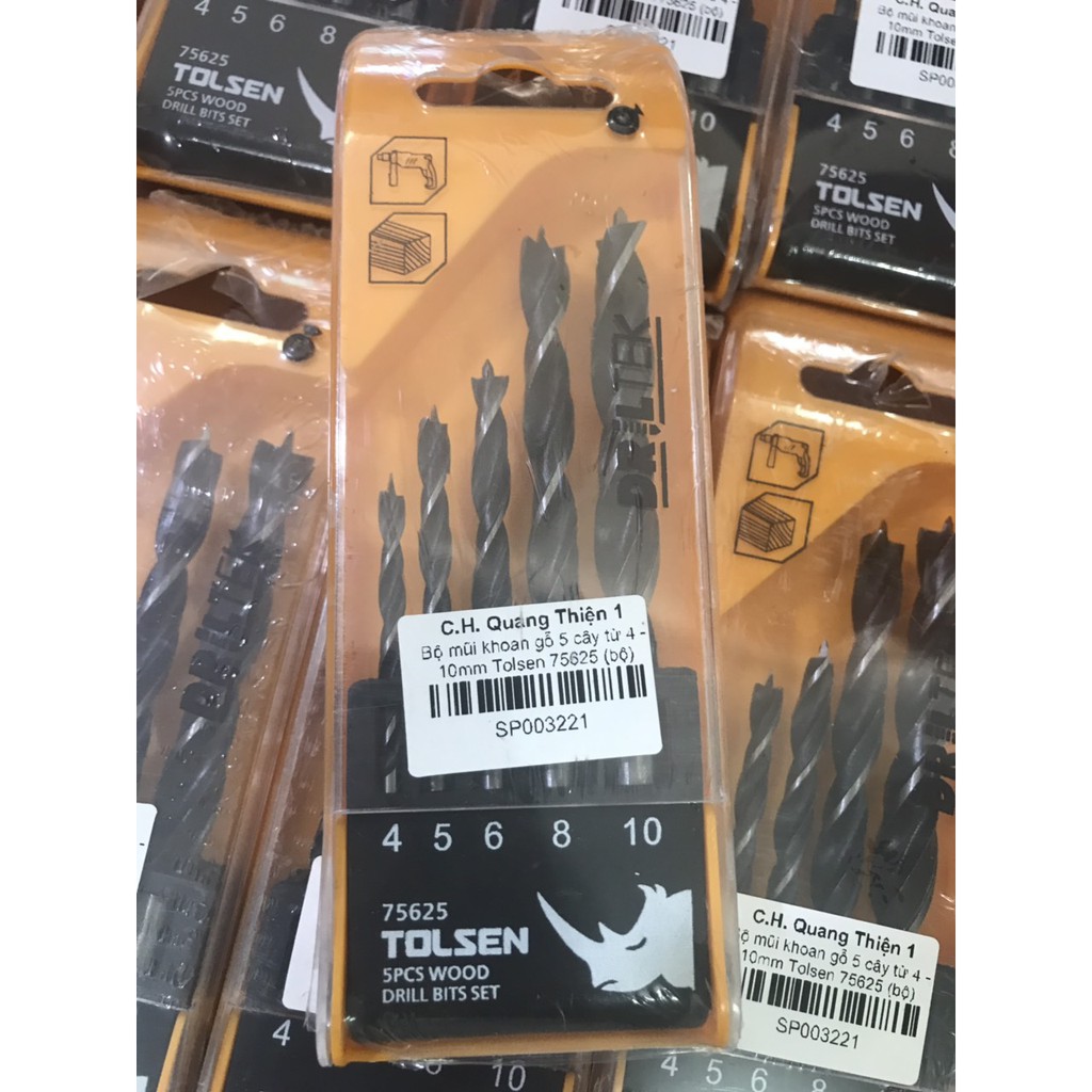 Bộ mũi khoan gỗ 5 cây từ 4-10mm TOLSEN 75625