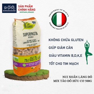 Nui Xoắn Lăng Đỏ Tảo Đỏ Nguyên Cám Hữu Cơ Sottolestelle 500g - Giàu Protein, Canxi, Tốt Cho Sức Khỏe