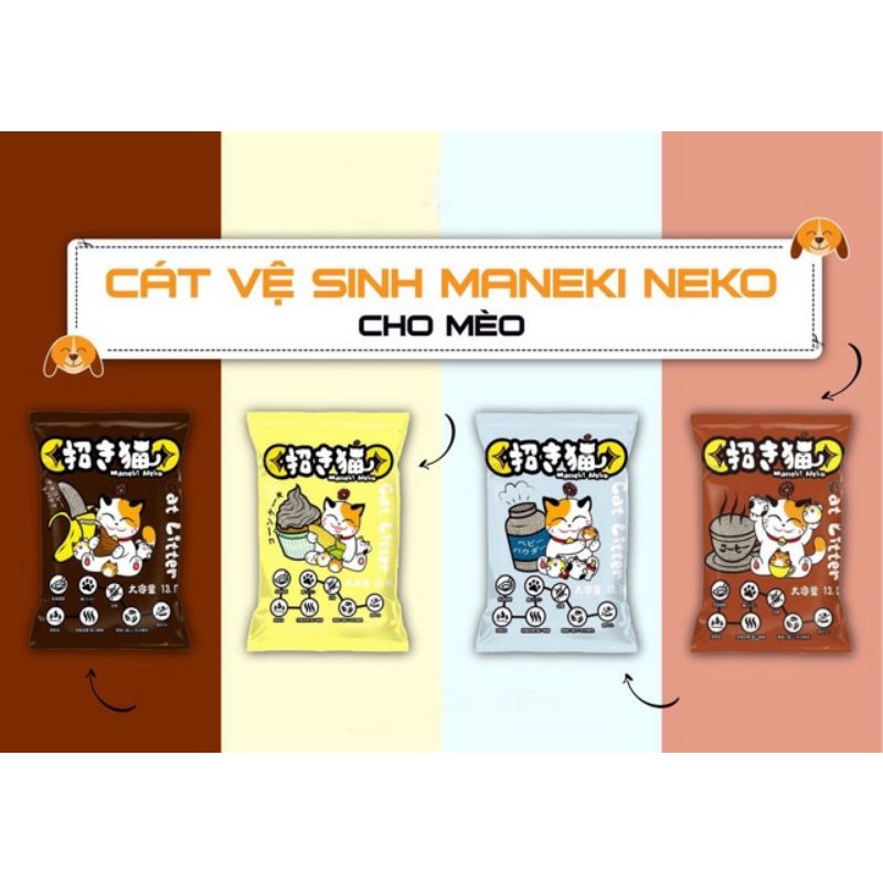 Cát vệ sinh cho mèo neko gói 5 lit hương cafe, hương phấn em bé, Hương socola Sẵn hàng