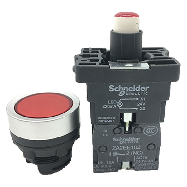 Nút nhấn có đèn Schneider XA2EW34B2 màu đỏ điện áp 24V AC/DC đường kính 22mm