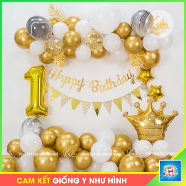 [Rẻ Vô Địch] Set Trang trí Sinh Nhật Vương Miện Vàng Gold #TrangTriSinhNhat