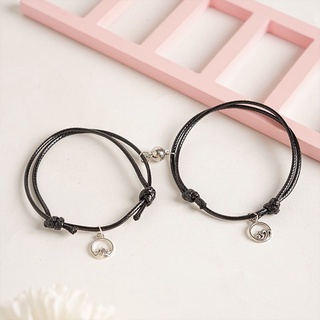 Vòng cặp nam châm kết nối trái tim, vòng đôi nam nữ dây sáp Hàn Quốc charm núi biển tình yêu vĩnh cửu