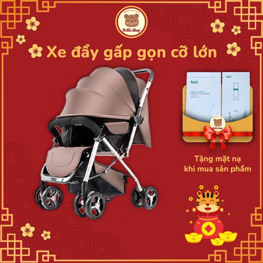 Xe Đẩy Gấp Gọn Cỡ Lớn Có Mái Che Đẩy Được 2 Chiều Loại Cao Cấp
