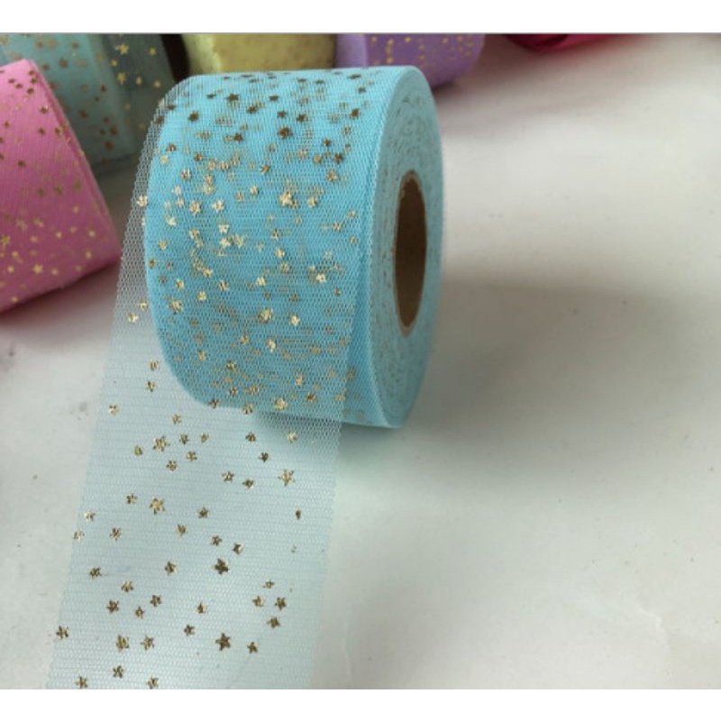 Ruy băng voan lưới sao bản 6cm làm phụ kiện handmade