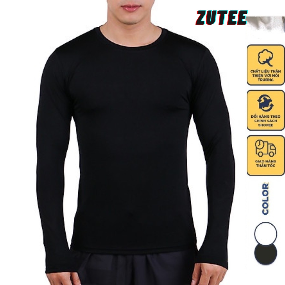 Áo thun nam tay dài, áo giữ nhiệt thể thao ZUTEE tập gym 4C co giãn, thấm hút mồ hôi cực tốt không bai nhão