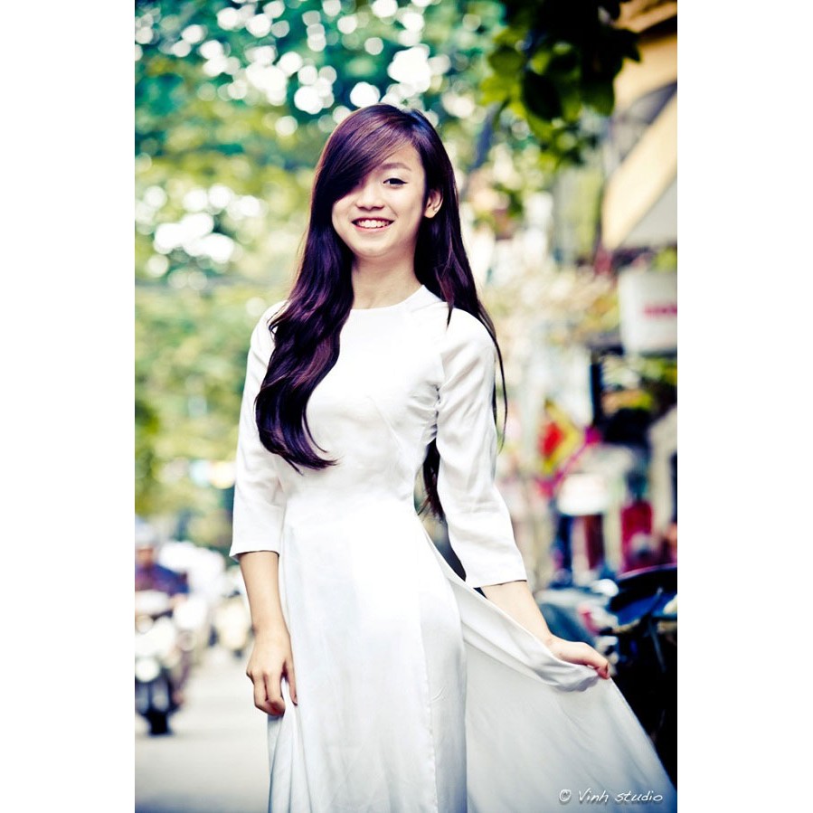 Áo Dài Trắng cổ thuyền, không quần, tay lỡ 50k