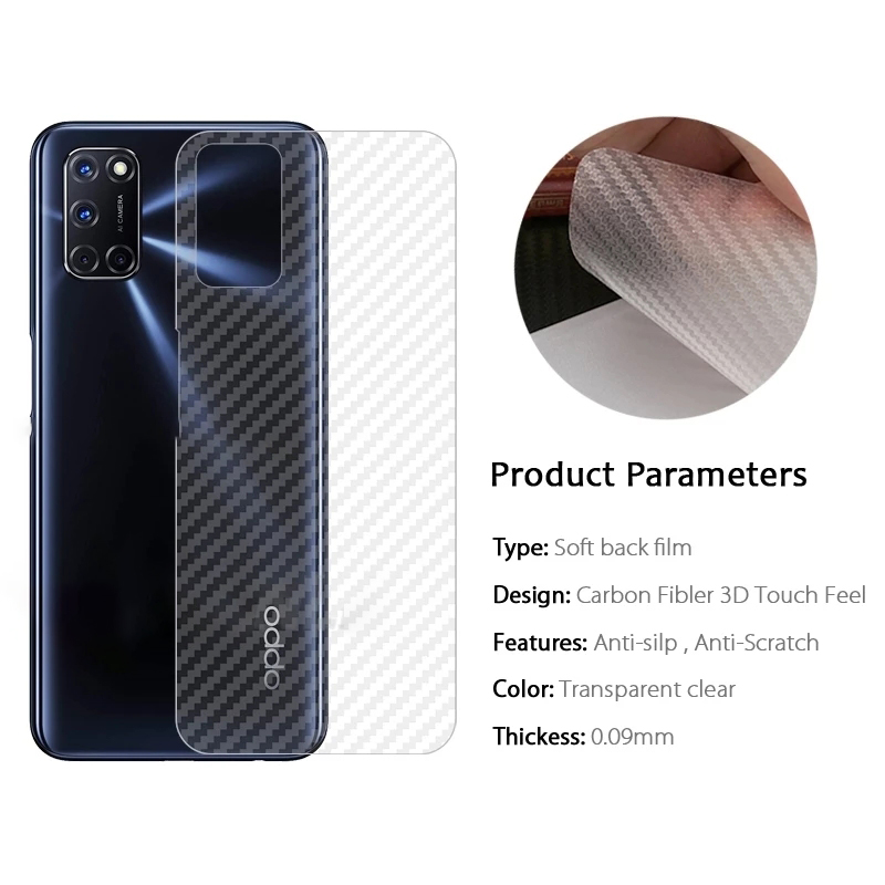 Dán Lưng Điện Thoại Cacbon Chống Vân Tay Cho OPPO A96 A77 A77s A76 A74 A57 A54 A94 A73 A93 A53 A32 A52 A92 A16 A16s A15 A12 A31 A5 A9 2020 A3S A5S 5G 4G 2022