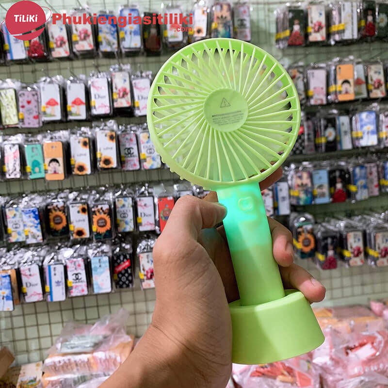 Quạt Mini Tích Điện Cầm Tay Có Giá Đỡ Để Bàn