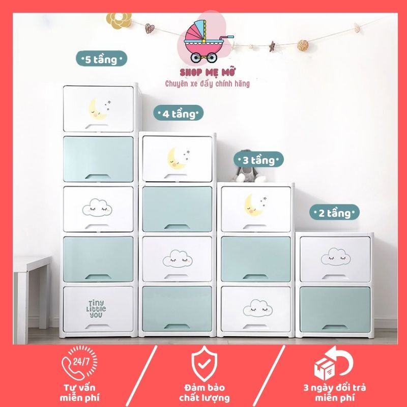 Tủ nhựa đựng đồ quần áo cho bé đa năng có nắp lật kệ để bỉm sữa cao cấp bảo hành 6 tháng