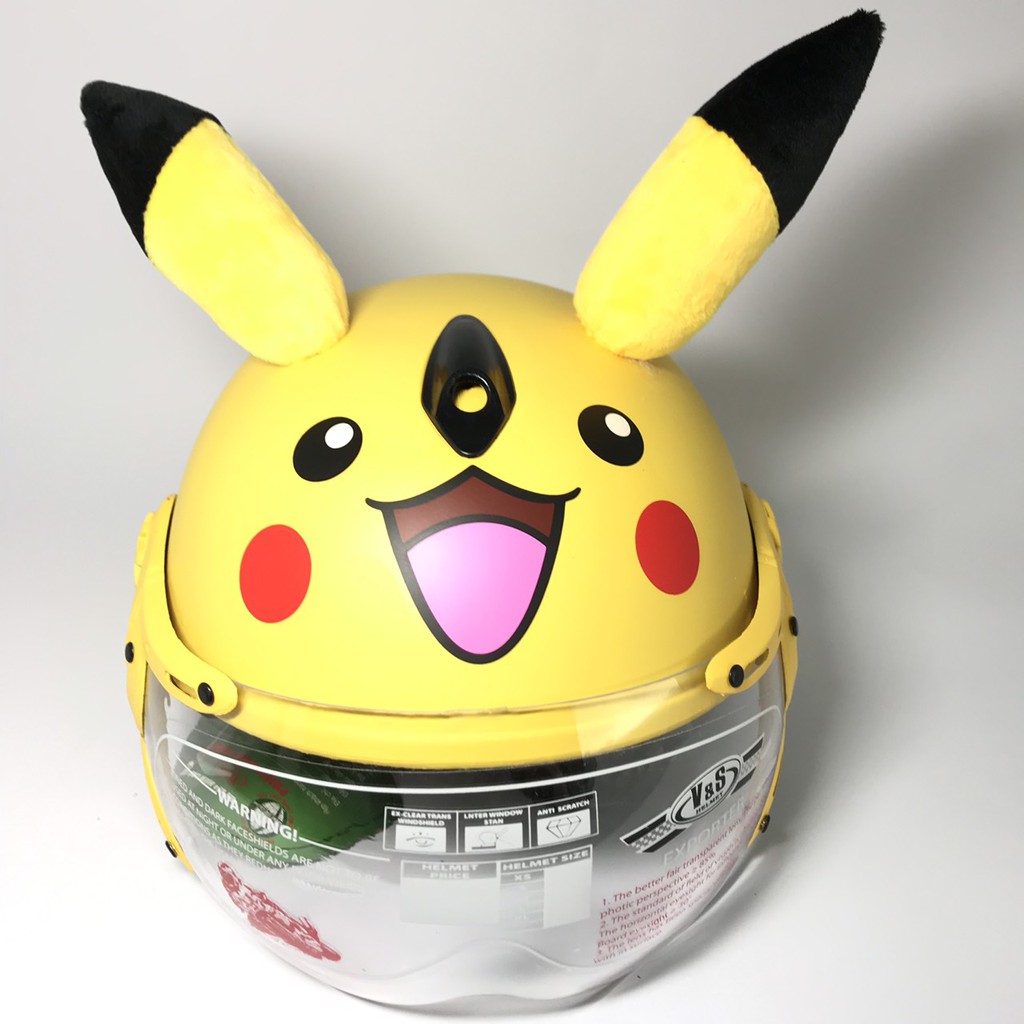 Mũ bảo hiểm trẻ em có kính V&amp;S Helmet - Pikachu vàng - VS103KS