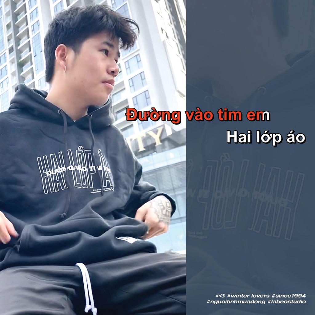 LB19 Áo hoodie Người tình mùa đông Labeo studio Áo nỉ dáng rộng dày dặn