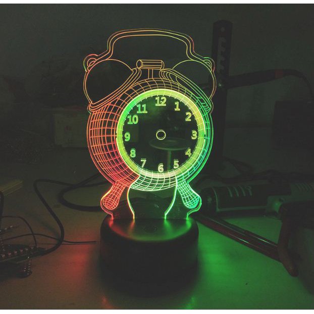 Đèn led đồng hồ 3D