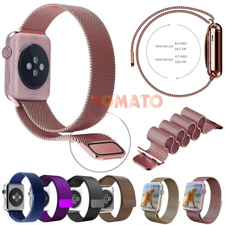 Dây Đeo Kim Loại Cho Apple Watch Thép Không Gỉ Series 1 2 3 4 5 Size 38/40/42/44mm - Phụ Kiện Tomato