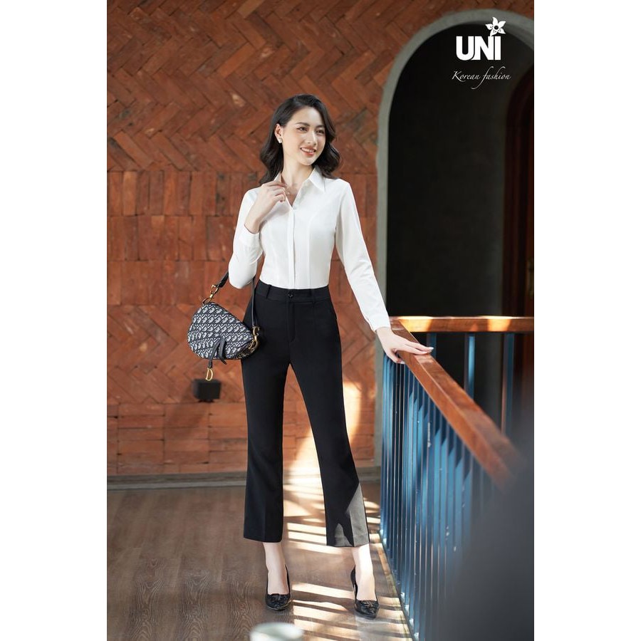 Áo Sơ Mi Trắng Nữ UNIVTH Công Sở Dài Tay Ngắn Tay Co giãn 2A295 Uni Korean Fashion