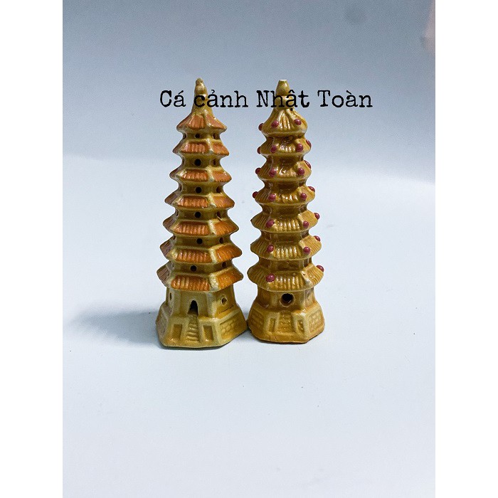 THÁP BẰNG SỨ TRANG TRÍ HỒ CÁ NON BỘ CAO 7CM