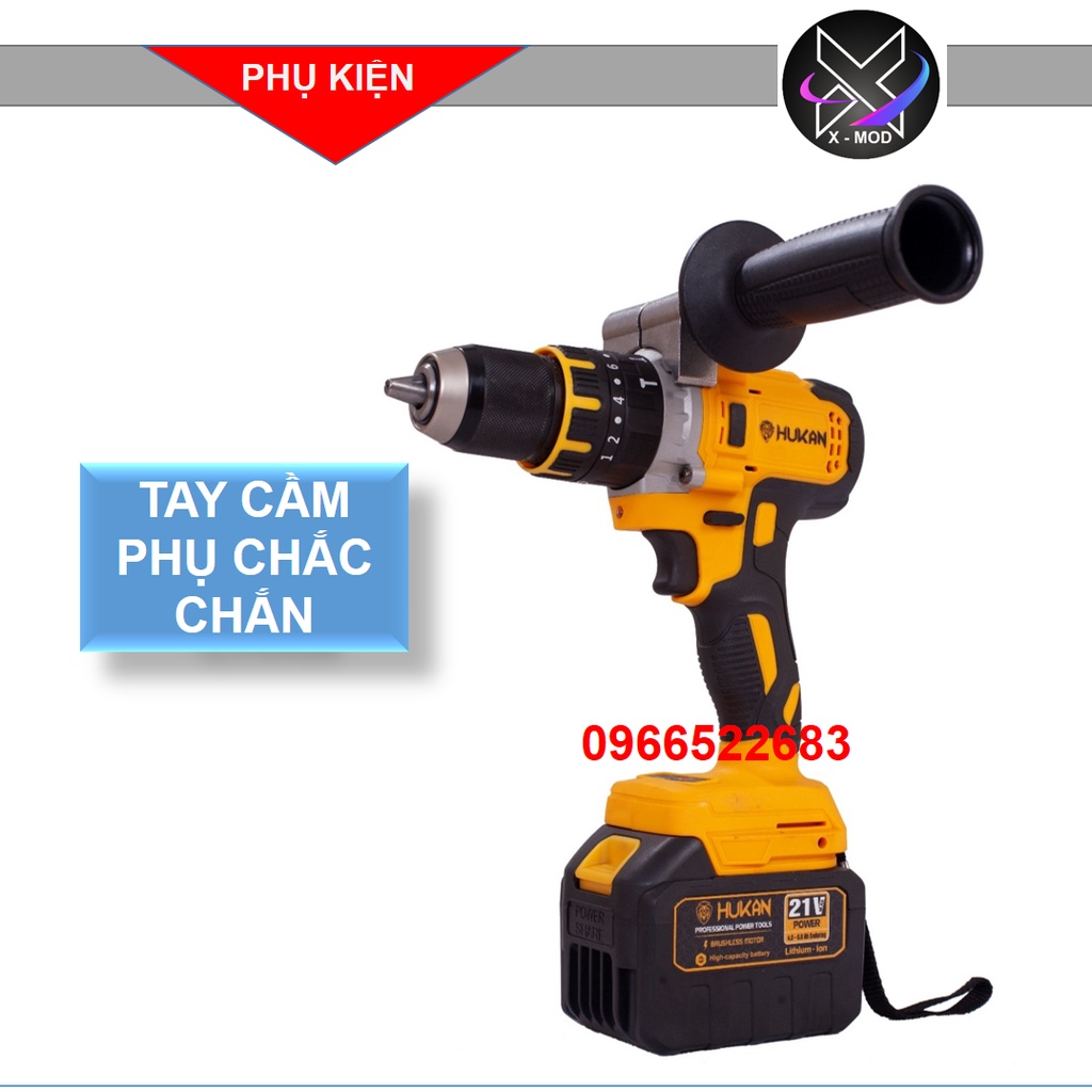 Máy khoan Hukan X8 PRO KHÔNG CHỔI THAN ĐẦU KẸP 13 LY 1 PIN 15CELL 1 PIN 10CELL