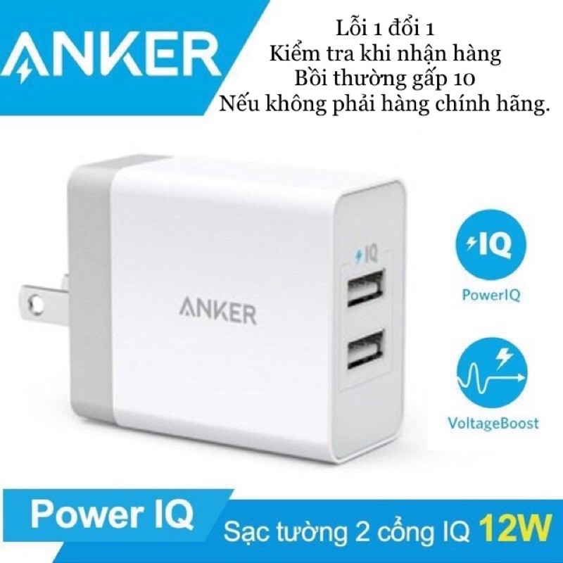 Xả kho Sạc nhanh Anker hai cổng USB 24W  + sạc Cổng USB-C 18w + Cáp sạc_dây sạc